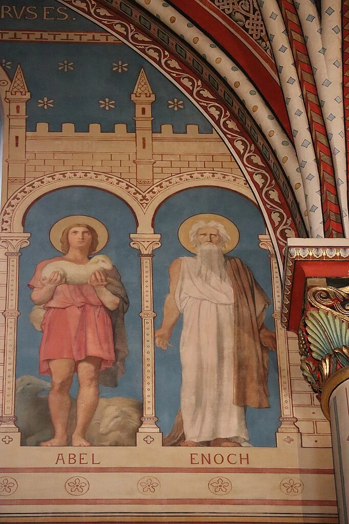Hippolyte Flandrin - Murales dell'Abbazia di Saint, Germain, des, Prés, Abele ed Enoch